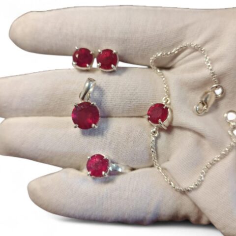 Natural ruby with silver sets