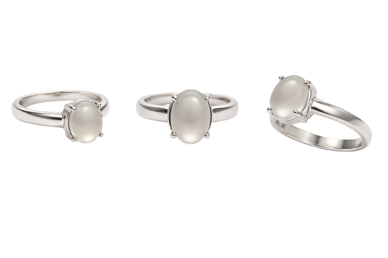 Natural Moonstone Silver Ring - Image 2