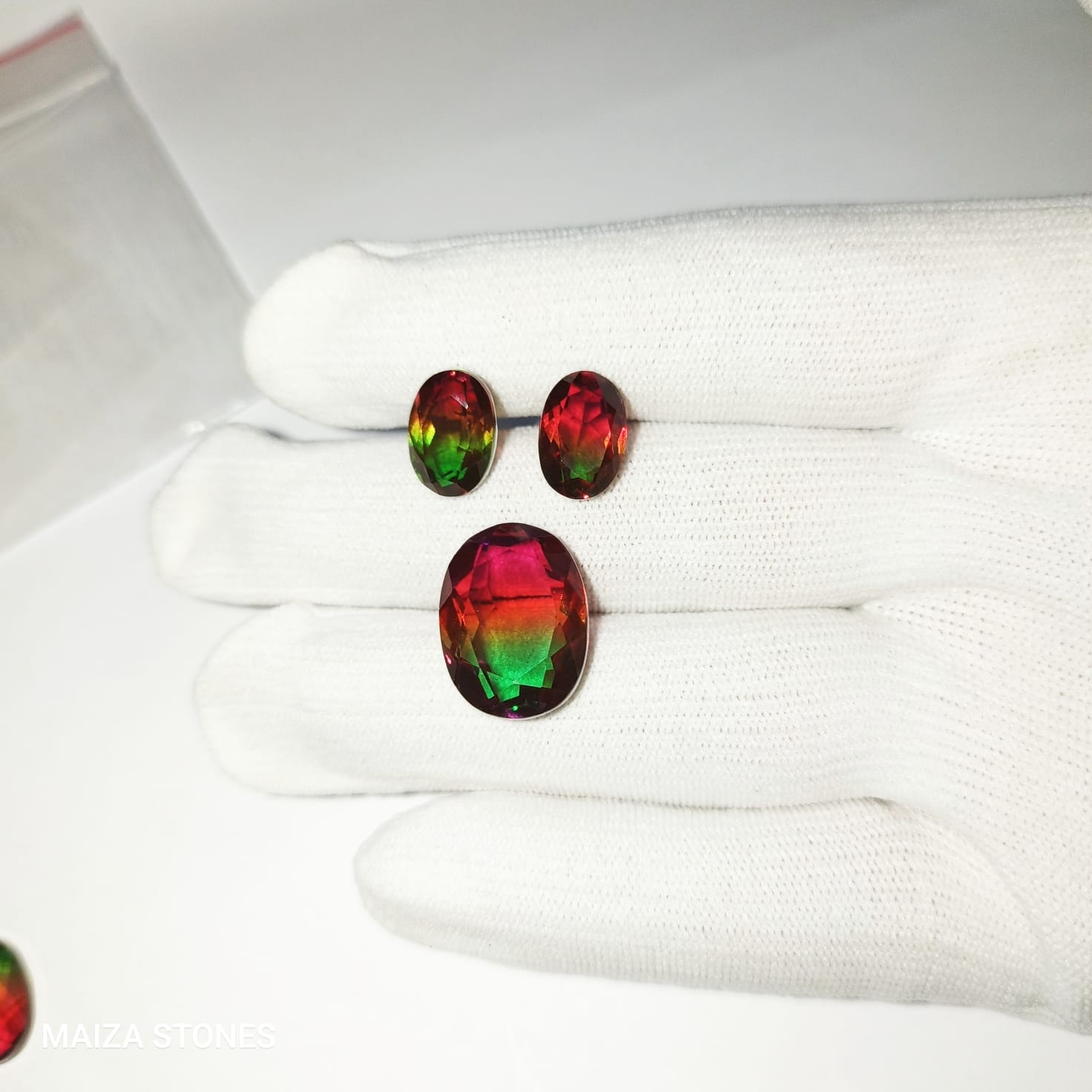 Doublet , Synthetic Stones 3 pin sets ovel shape - Image 2